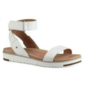UGG White Leather "Laddie"  Ankle Strap Sandals for Women Size 9.5